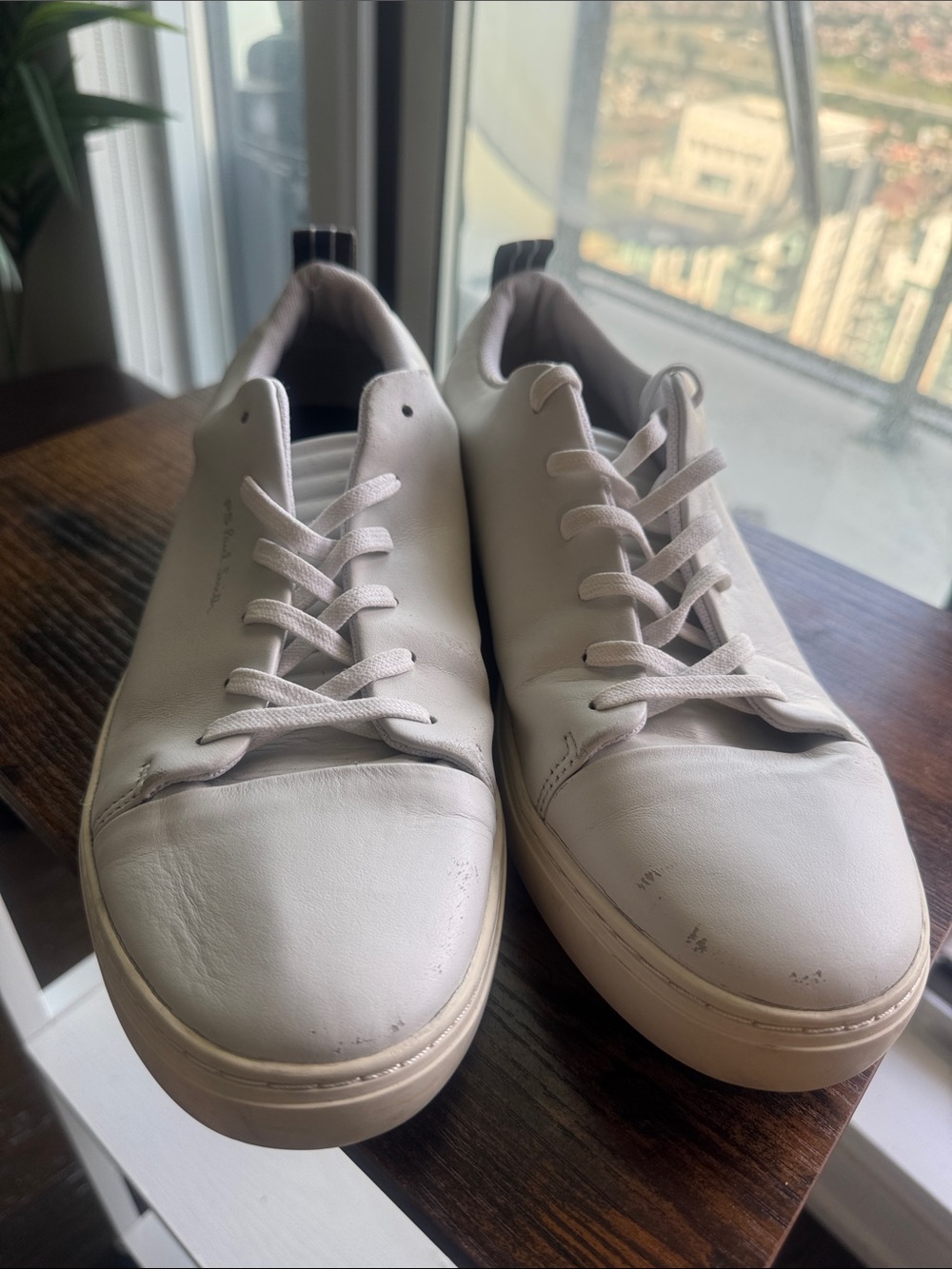 PS Paul Smith White Leather Low-Top Sneakers